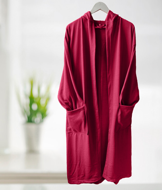 Župan s kapucí vínový