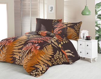 Saténové francouzské prodloužené povlečení LUXURY COLLECTION 1+2, 240x220, 70x90cm KAPRADÍ hnědé