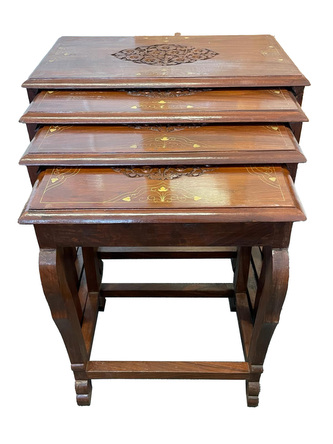 Sada 4 dřevěných stolků 53x33x55 cm (ŠxHLxV)