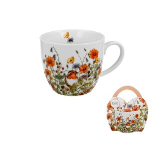 Kubek 460 ml w "koszyczku" WILD BIRD (sprzedaż w zestawach po 4 szt.)