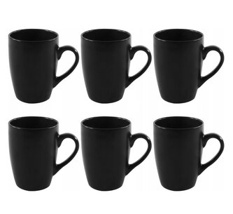 HIT Hrnky na kávu i čaj porcelán sada 6 ks 340 ml černá HT-24304294