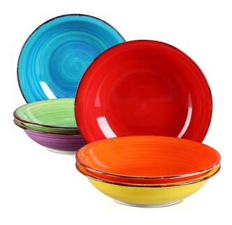 HIT Talíře na polévku hluboké sada 6 ks 21 cm barevné COLOURS HT-24326792