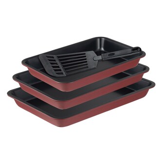 BERGNER Pekáč s nepřilnavým povrchem a naběračkou MAROON sada 3 ks BG-37248-RD