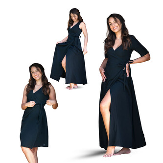 Dámské mušelinové zavinovací šaty Ellena Black; Barva: černá; Velikost: 36 - dlouhé