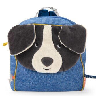 MOULIN ROTY Plyšový batoh pejsek - modrý Puce & Pilou