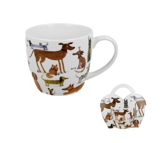 Kubek 460 ml w "koszyczku" Psi Świat RÓŻNE PSY