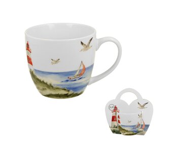 Kubek 460 ml w "koszyczku" LATARNIA MORSKA