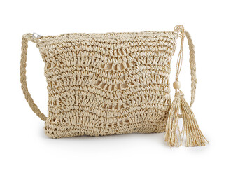 Háčkovavá kabelka z rafie - lýka se zipem 27x23 cm - 1 ks - 1 přírodní