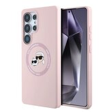 Karl Lagerfeld Liquid Silicone K&CH Heads MagSafe Zadní Kryt pro Samsung Galaxy S25 Ultra Pink