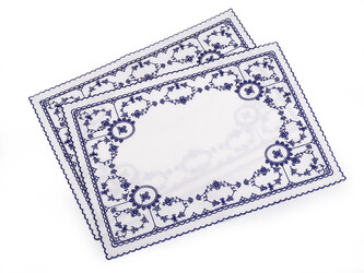 Prostírání textilní vyšívané 32x45 cm - 2 ks - 2 (30x43 cm) modrá tmavá