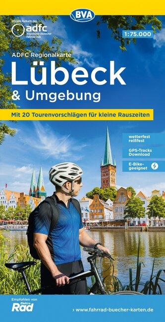 ADFC-Regionalkarte Lübeck und Umgebung, 1:75.000, mit Tagestourenvorschlägen, reiß- und wetterfest, E-Bike-geeignet, GPS-Tracks-