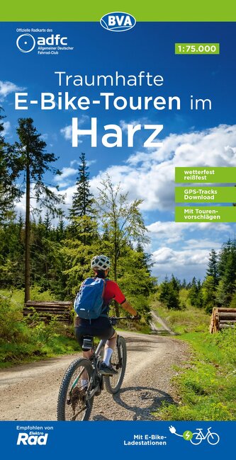 ADFC-Regionalkarte Traumhafte E-Bike-Touren im Harz, 1:75.000, mit Tagestourenvorschlägen, reiß- und wetterfest, GPS-Tracks Down
