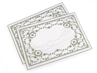 Prostírání textilní vyšívané 32x45 cm - 2 ks - 1 (30x43 cm) zelená