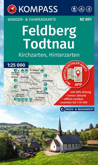 KOMPASS Wanderkarte 891 Feldberg, Todtnau, Kirchzarten, Hinterzarten 1:25.000
