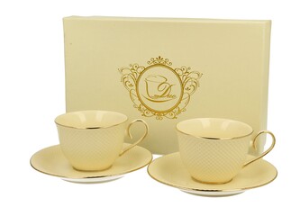 ECRU 2 filiżanki espresso ze spodkami VESPER