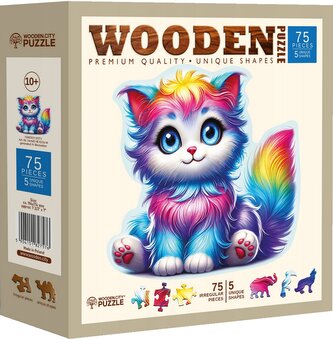 WOODEN CITY Dřevěné puzzle Barevné kotě 75 dílků