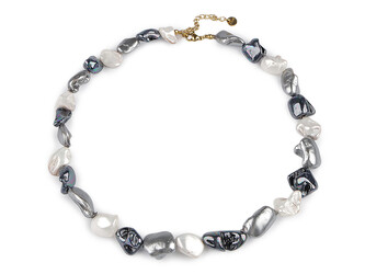 Perlový náhrdelník z úlomků mušlí - 1 ks - 3 modrošedá