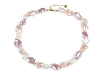 Perlový náhrdelník z úlomků mušlí - 1 ks - 1 pudrová