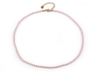 Perlový náhrdelník z korálků ve tvaru rýže - 1 ks - 2 pudrová světlá