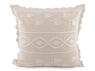 Povlak na polštář pletený, bavlněný 45x45 cm - 2 ks - 3 režná světlá