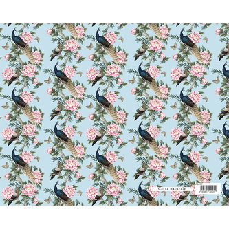 Dárkový balicí papír FLORENTIA 70x100 cm - páv s růžovými květy