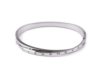 Náramek z nerezové oceli s broušenými kamínky - 1 ks - 3 stříbrná čísla