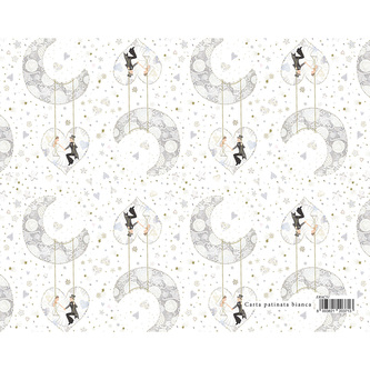 Dárkový balicí papír MATRIMONIO 70x100 cm - novomanželé a měsíc
