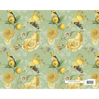Dárkový balicí papír FLORENTIA 70x100 cm - žluté květy s ovocem