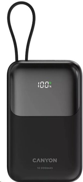 CANYON Power Bank PB-101, 10000mAh PD22.5W built-in cable, black