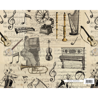 Dárkový balicí papír FLORENTIA 70x100 cm - noty a hudební nástroje