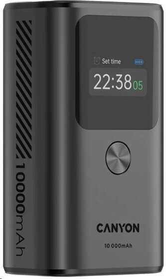 CANYON Power Bank PB-130, 10000mAh PD30W, TFT display, dark grey