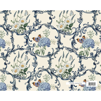 Dárkový balicí papír FLORENTIA 70x100 cm - modrý vzor s květinami