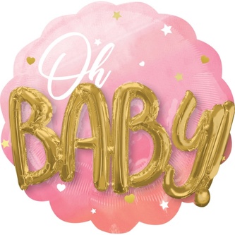 Foliový Multi balonek Oh Baby růžový, 76 x 71 cm