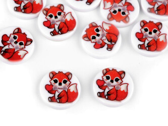 Dětský knoflík velikost 24" - 10 ks - 3 (2160) červená liška