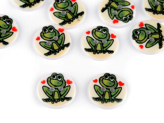 Dětský knoflík velikost 24" - 10 ks - 2 (4160) zelená žába