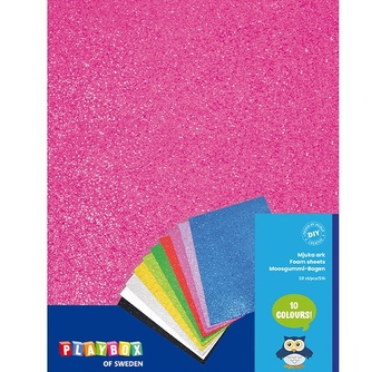 Pěnovka barevná - 10 ks, mix barev, A4, glitrová - třpytivá