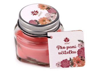 Malá vonná svíčka ve skle s jmenovkou 28 g - 1 ks - 8 (Orchid) korálová světlá
