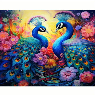 Diamentowa mozaika Pawie dwa 30x40cm 2000381