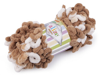 Pletací příze Alize Puffy color 100 g - 1 ks - 18 (6398) béžová tm. bílá