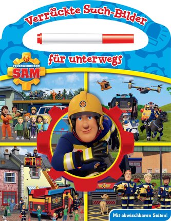 Feuerwehrmann Sam - Verrückte Such-Bilder für unterwegs - Wimmelbuch - Pappbilderbuch mit Stift und abwischbaren Seiten ab 3 Jah