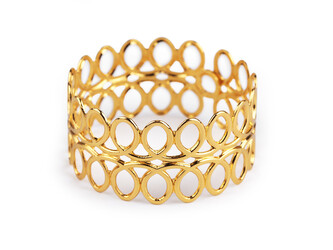 Kovový kroužek na ubrousek ornament - 10 ks - 2 zlatá