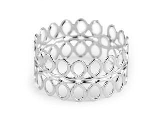 Kovový kroužek na ubrousek ornament - 10 ks - 1 stříbrná