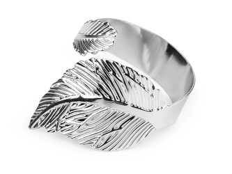 Kovový kroužek na ubrousek list - 1 ks - 1 stříbrná