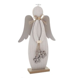 Dřevěný anděl  26 cm - bílá, 6/36