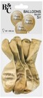 Balony Beauty&Charm Happy Birthday, platynowe j. złote, 12" op. 5szt., GoDan