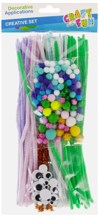 Zestaw kreatywny pompony druciki oczy pastelowe 262-el., Craft With Fun