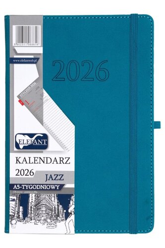 Kalendarz 2026 A5 tygodniowy Jazz turkusowy