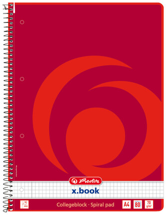 Brulion na spirali A4 80k kratka, X-BOOK, Herlitz