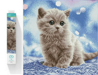 Haft diamentowy Diamond Dotz Diamentowa mozaika Szary kot 42,5x42,5cm DQ8.020