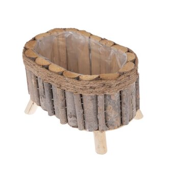 Dřevěný truhlík na nožičkách s PVC - oválný, 0/16